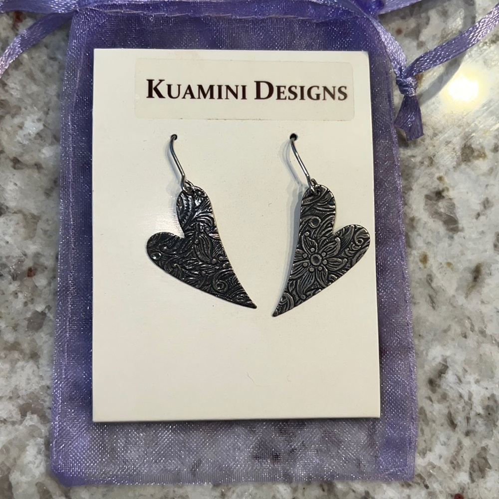 Heart Shaped Silver Earrings, NWOT